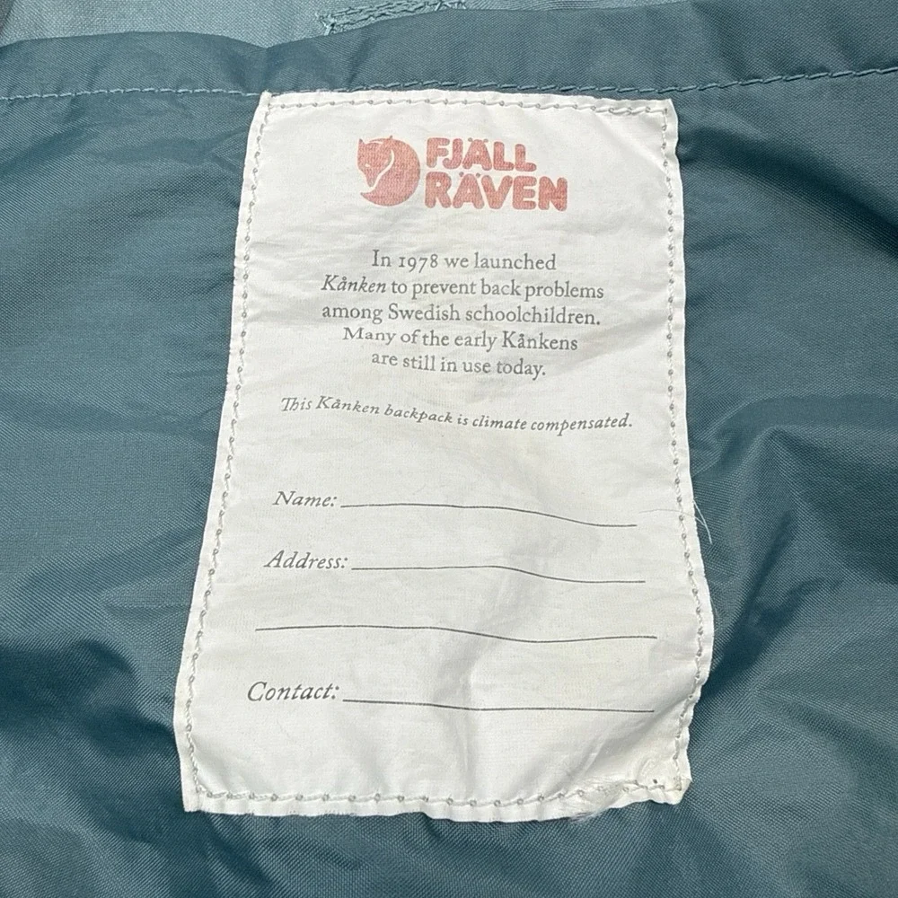 Fjallraven Kanken backpack blue water resistant quick dry pockets handles 23510